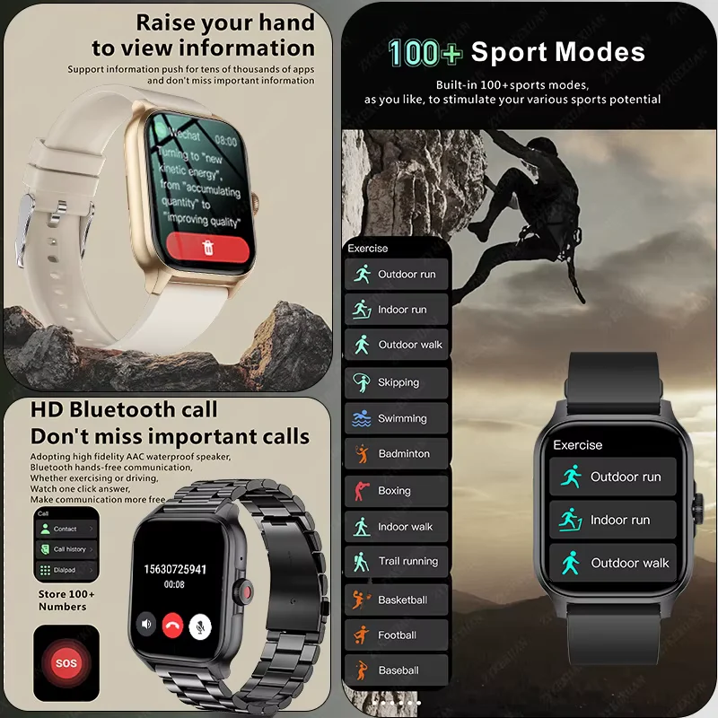1.85” Bluetooth Calling, Blood Oxygen & Heart Rate Monitor, 100+ Sports Modes, IP68 Waterproof Fitness Tracker - Image 5