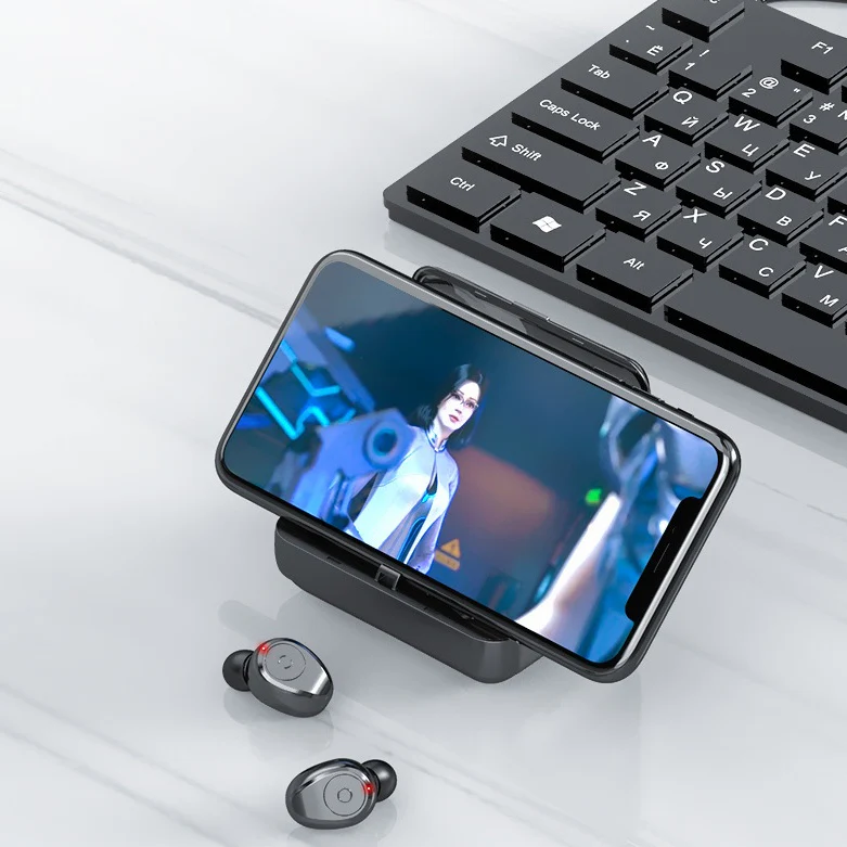 2-in-1 Bluetooth Earbuds with Charging Case & Phone Stand – Wireless & Multifunctional - Image 6