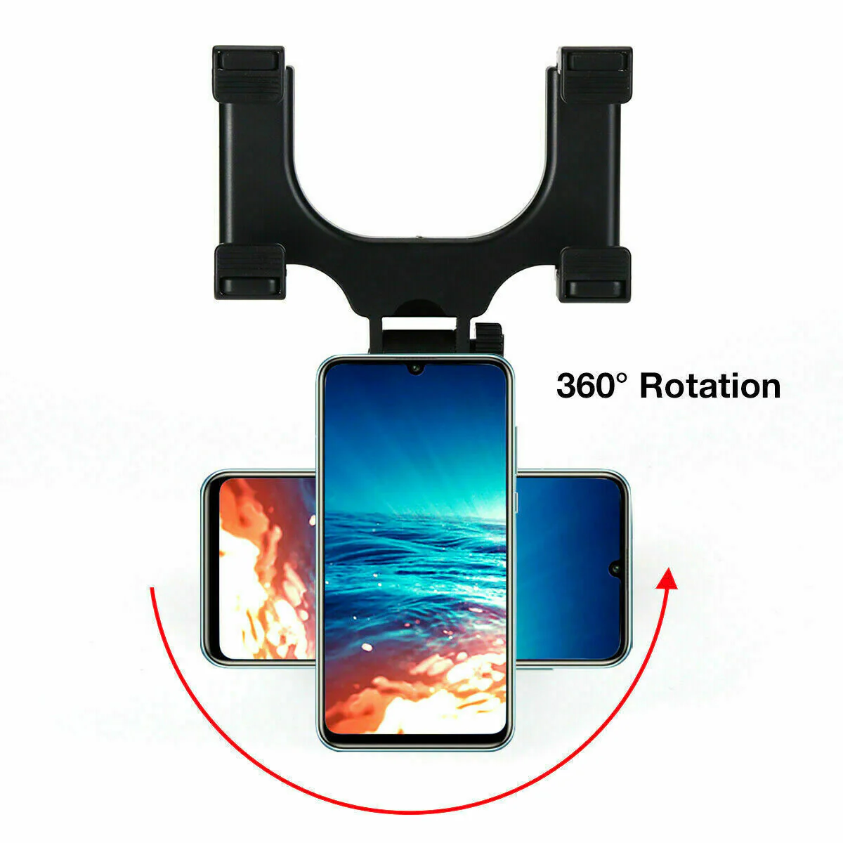 360 Rotation Car Rear View Mirror Mount Stand GPS Cell Phone Holder - Image 4
