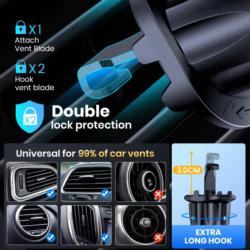Car Navigator Phone Holder – Rotating Vent Mount with Secure Hook Grip - Image 2