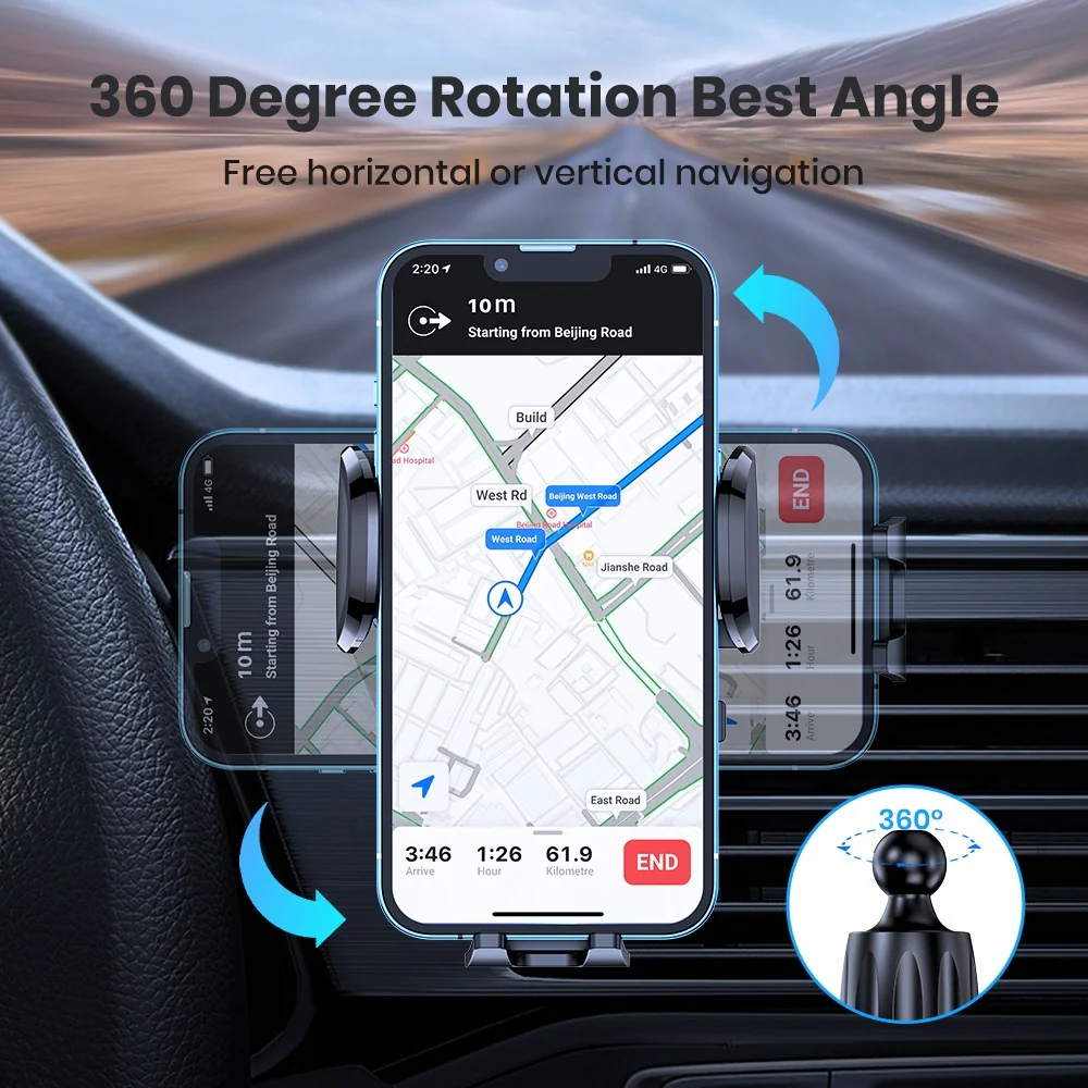 Car Navigator Phone Holder – Rotating Vent Mount with Secure Hook Grip - Image 8