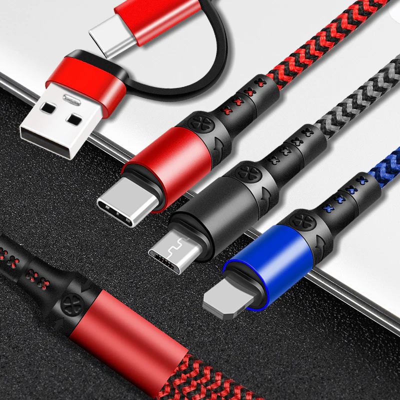 5-in-1 Fast Charging Braided Data Cable – Multi-Device USB Type-C Charger (3A Max, 1.2M) - Image 3