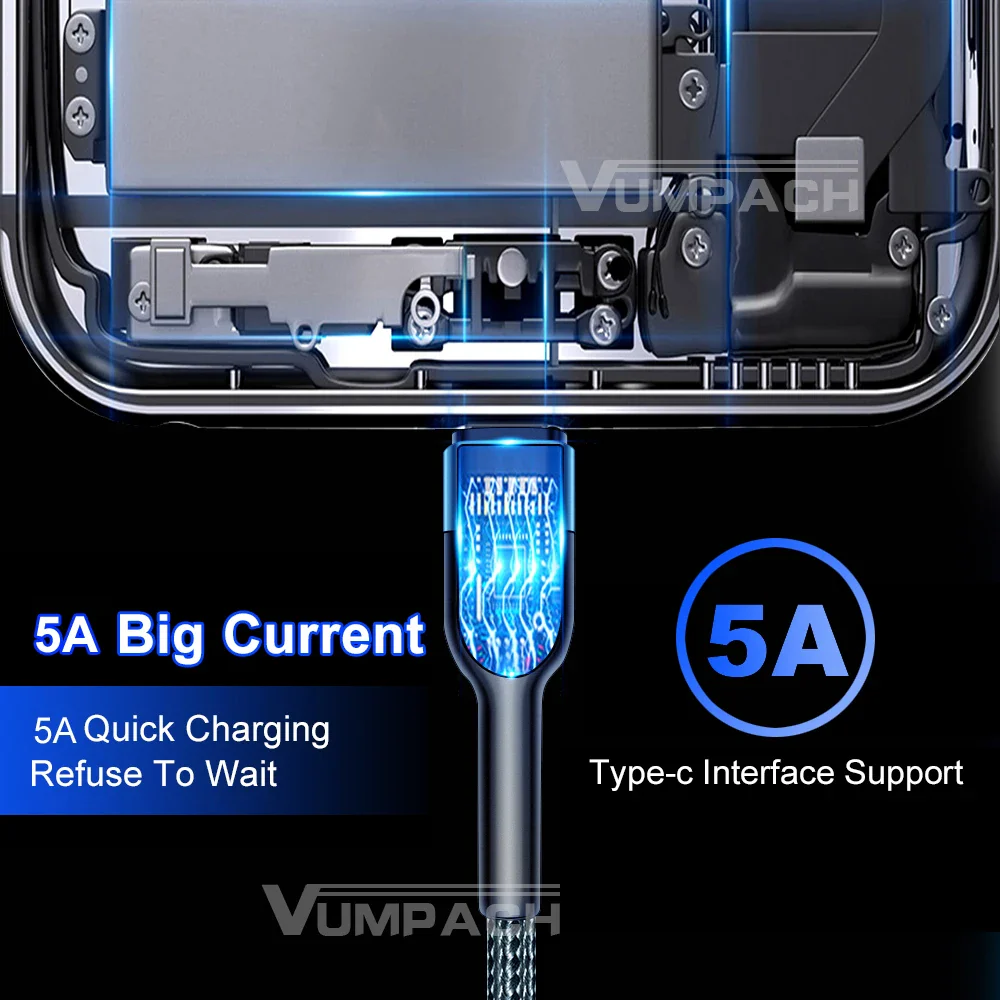 5A Fast USB-A to USB-C Charging Cable – High-Speed Data Cable for Samsung S21, Xiaomi, Vivo, iPhone 15/16, Huawei - Image 3