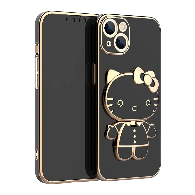 Plated Hello Kitty Phone Case with Kickstand for iPhone – Stylish and Functional - Image 16