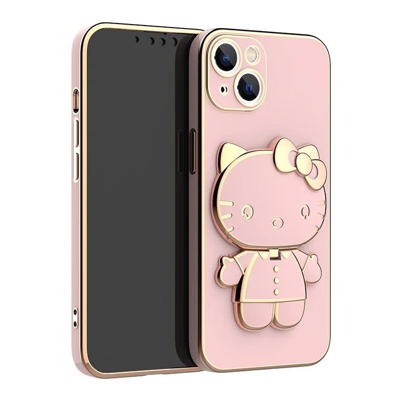Plated Hello Kitty Phone Case with Kickstand for iPhone – Stylish and Functional - Image 17