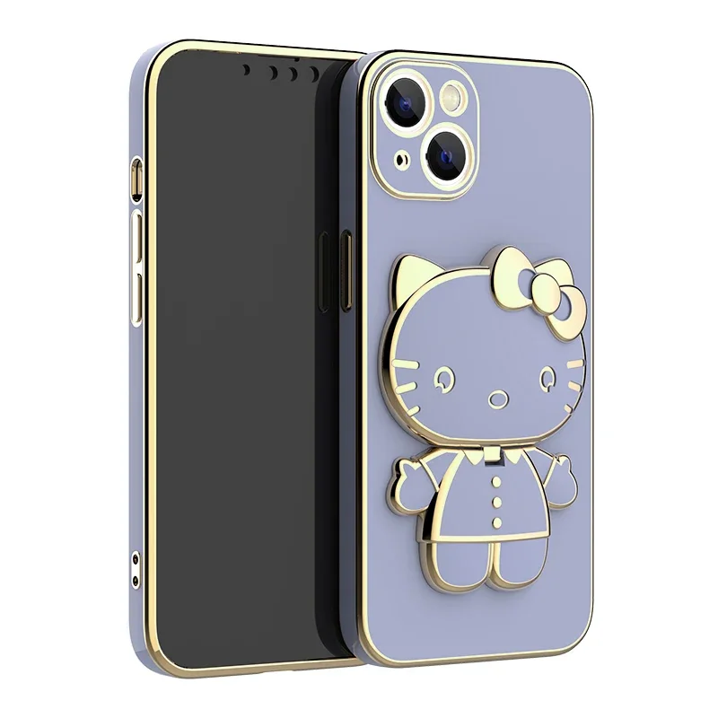 Plated Hello Kitty Phone Case with Kickstand for iPhone – Stylish and Functional - Image 18