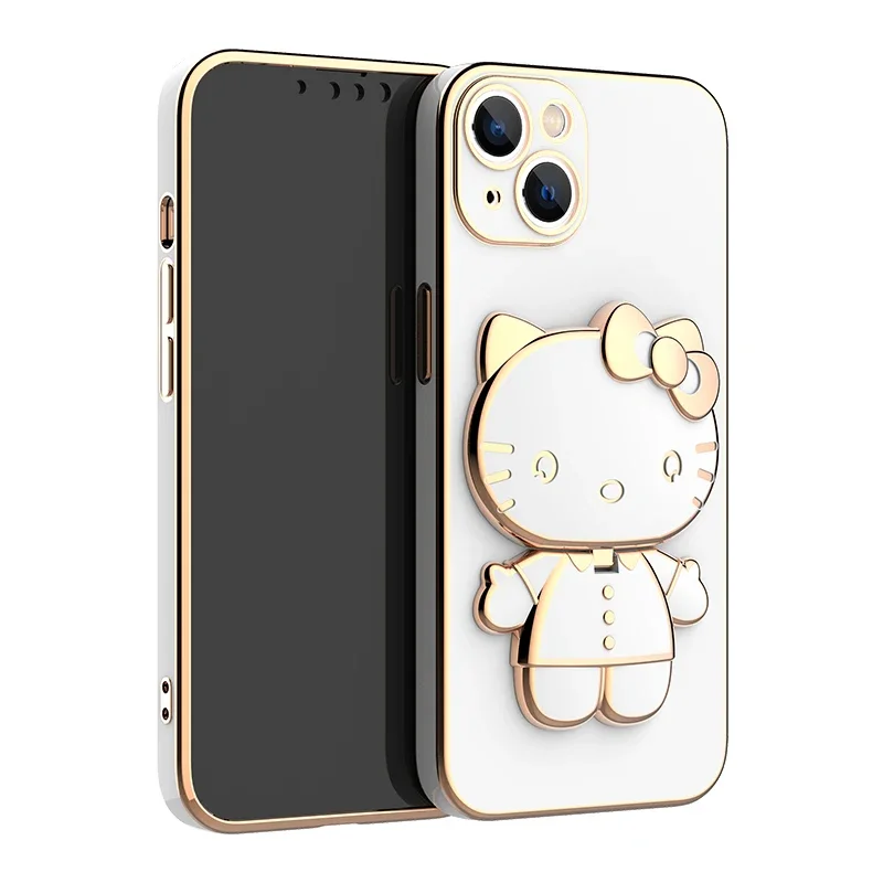 Plated Hello Kitty Phone Case with Kickstand for iPhone – Stylish and Functional - Image 19