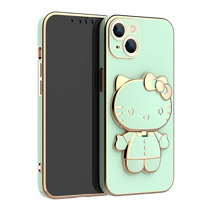 Plated Hello Kitty Phone Case with Kickstand for iPhone – Stylish and Functional - Image 21