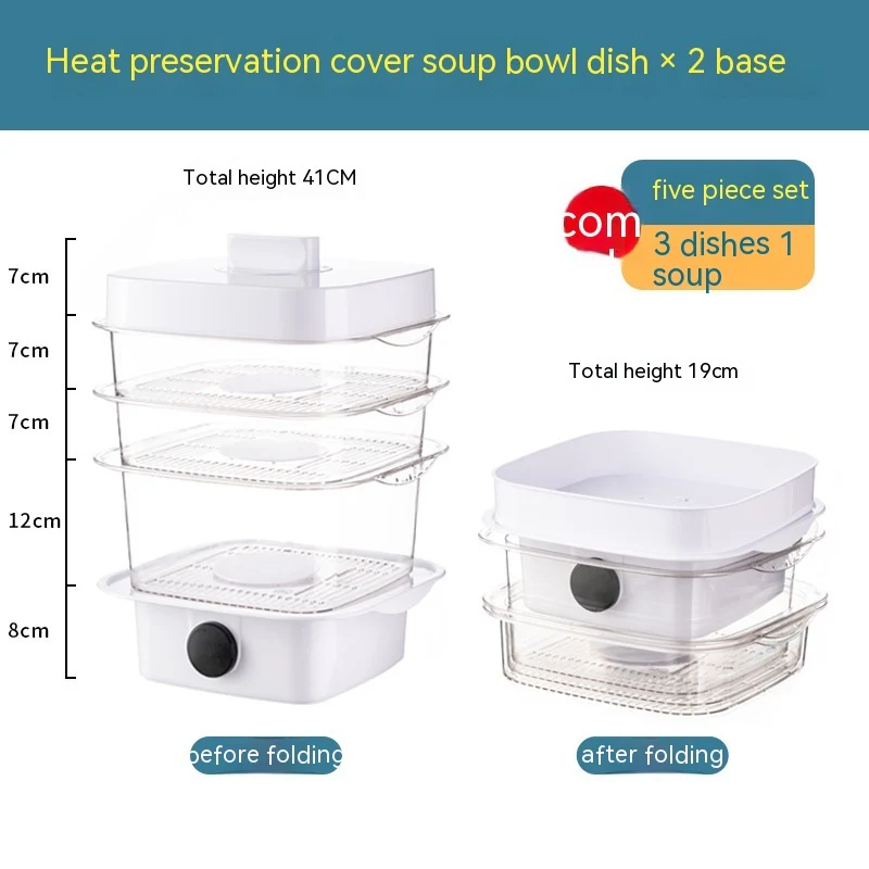Multi-layer Dish Cover Heat Preservation Kitchen Cover Dining Table Leftover Storage Box Transparent Stack Cooking Hood Steamer - Image 16