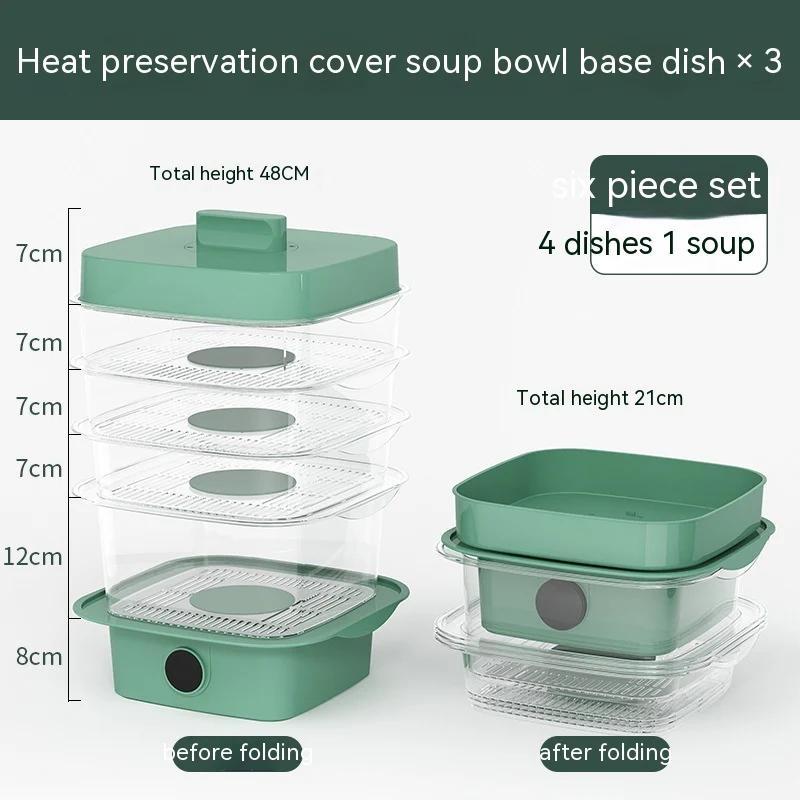 Multi-layer Dish Cover Heat Preservation Kitchen Cover Dining Table Leftover Storage Box Transparent Stack Cooking Hood Steamer - Image 19