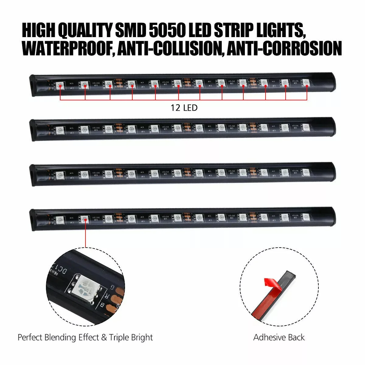 RGB LED Car Interior Strip Lights – USB Ambient Footwell Lamp with Remote & Music Sync - Image 7