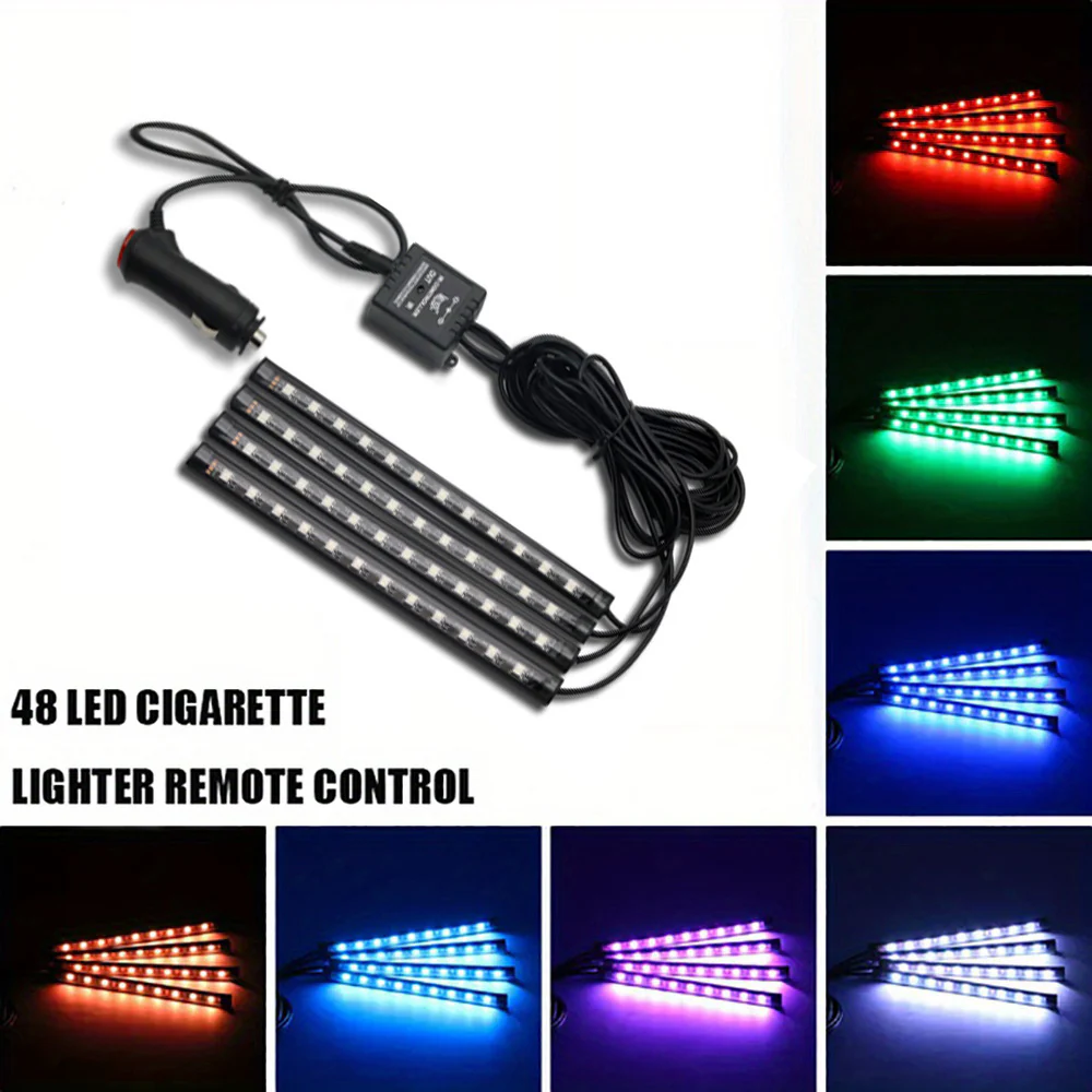 RGB LED Car Interior Strip Lights – USB Ambient Footwell Lamp with Remote & Music Sync - Image 9