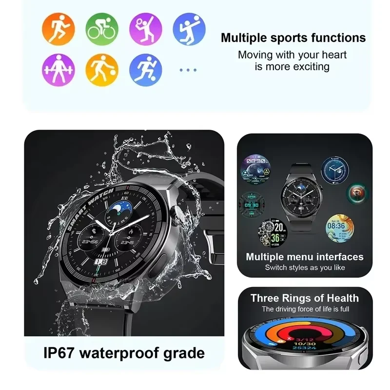 Smart Watch GT Series – OLED Display, Bluetooth Calling, GPS Tracker, Blood Pressure Monitor & Long Battery Life - Image 5