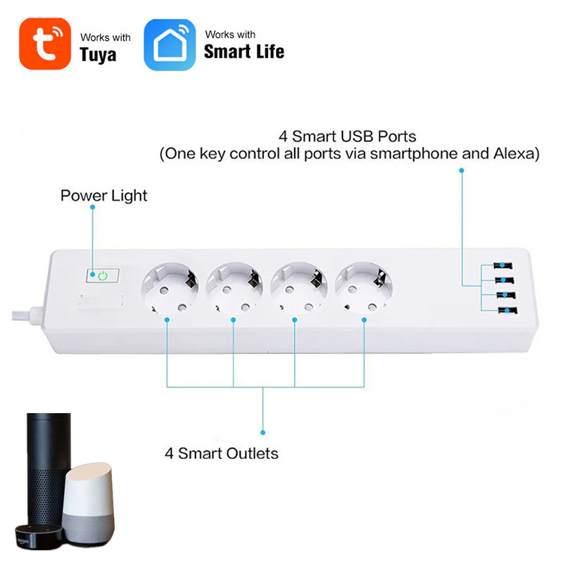Tuya Smart WiFi Power Strip – Alexa & App-Controlled Surge Protector - Image 4
