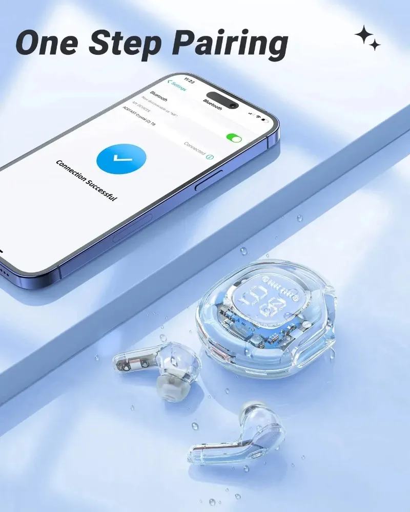 TWS Air39 Wireless Bluetooth Earphones – Transparent HiFi Stereo Sound with LED Power Display - Image 4
