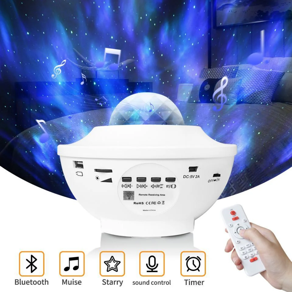 USB Starlight Music Projector – 360° Rotating LED Starry Sky with Bluetooth & Remote Control - Image 10