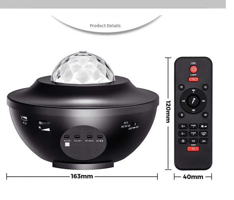 USB Starlight Music Projector – 360° Rotating LED Starry Sky with Bluetooth & Remote Control - Image 3
