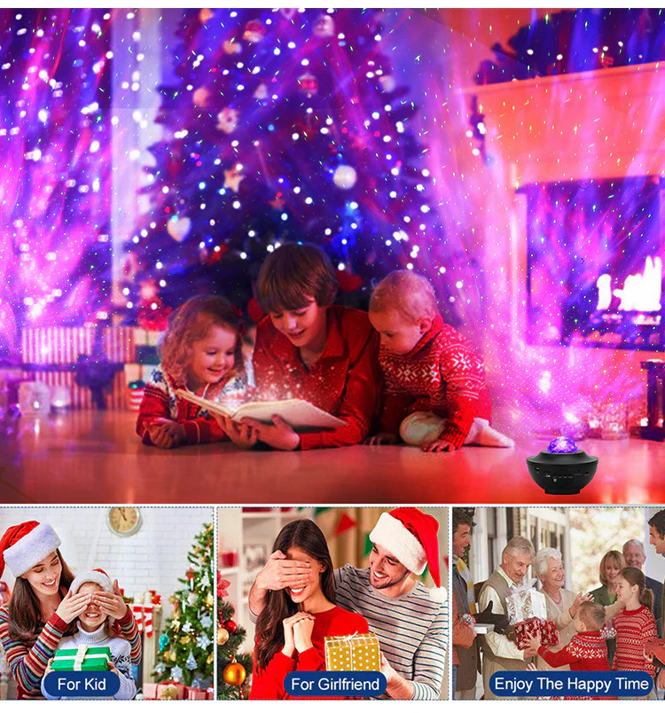 USB Starlight Music Projector – 360° Rotating LED Starry Sky with Bluetooth & Remote Control - Image 4