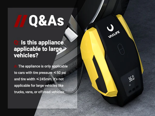 VacLife 12V Portable Air Compressor – Digital Tire Inflator with LED Light for Cars, Bikes & Inflatables - Image 7