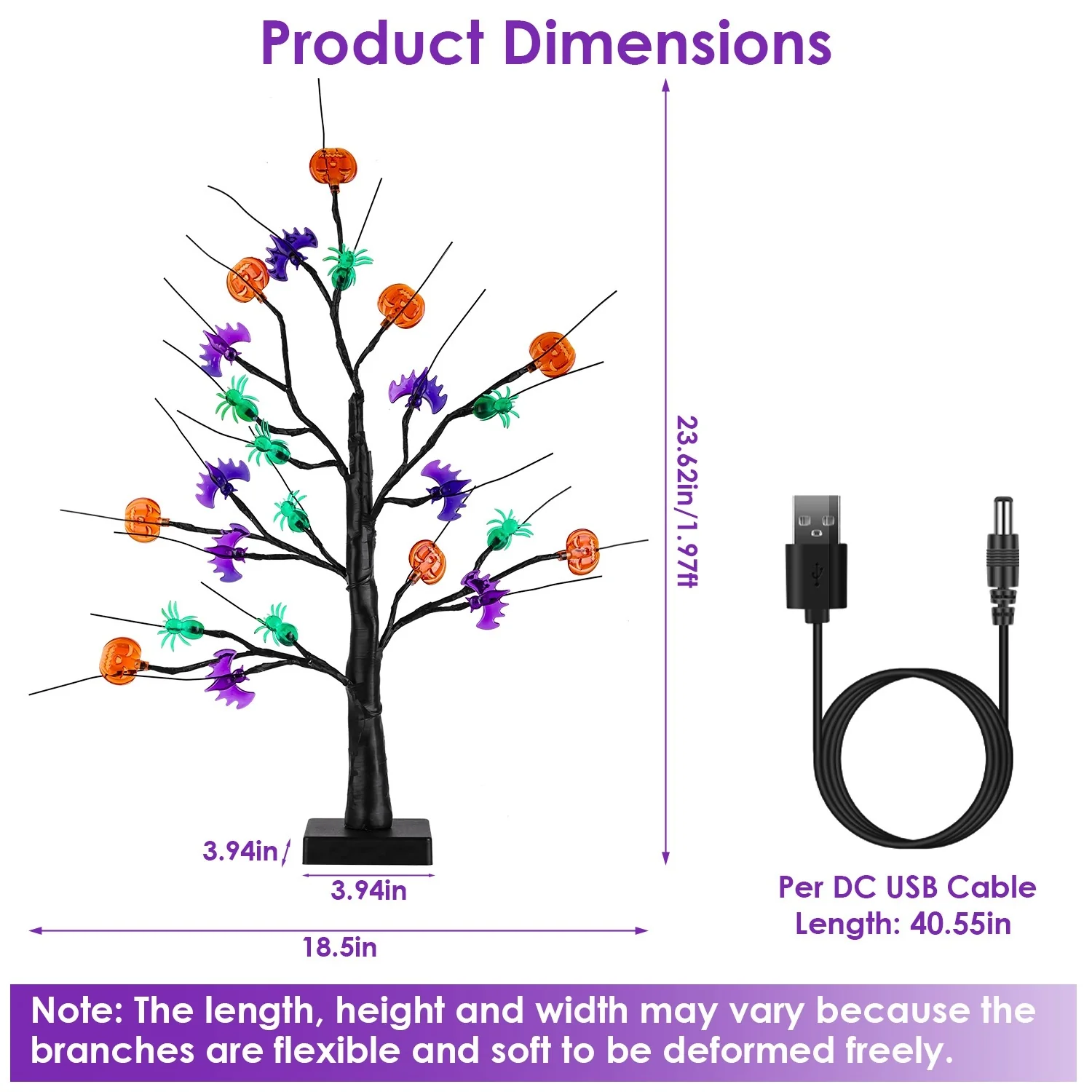 2-Pack 1.97ft Lighted Halloween Tree Decor - Image 7