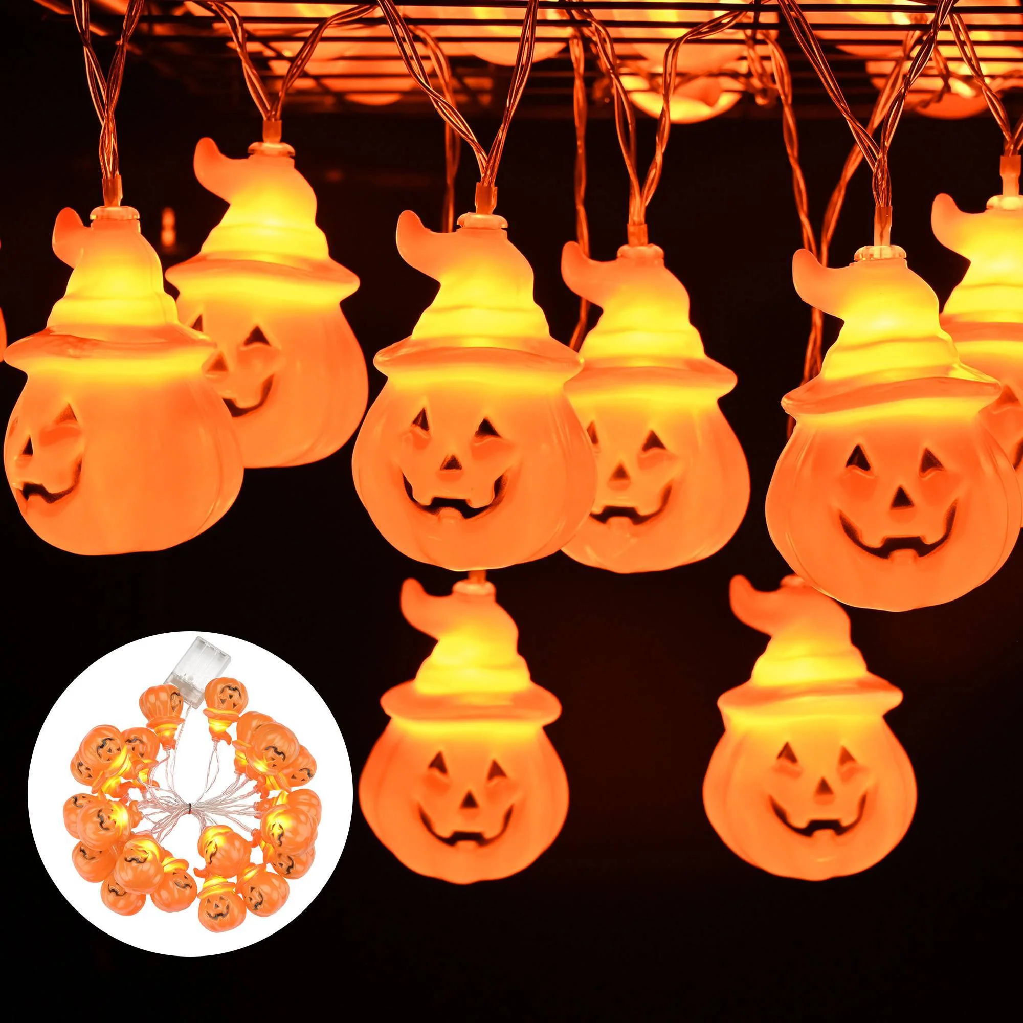 10ft Pumpkin Halloween LED String Lights - Image 2