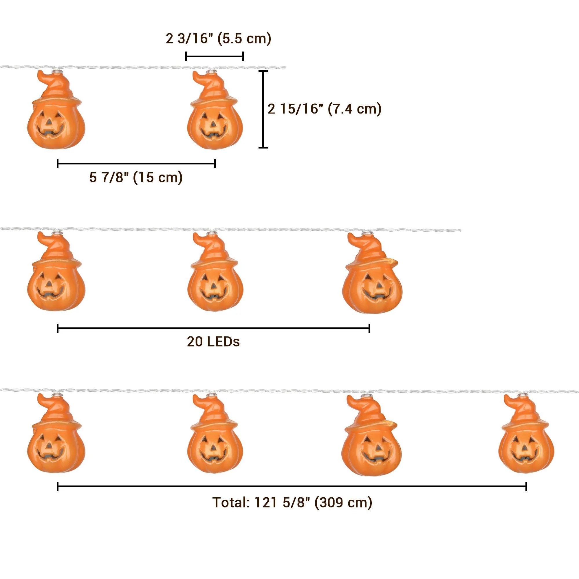 10ft Pumpkin Halloween LED String Lights - Image 5