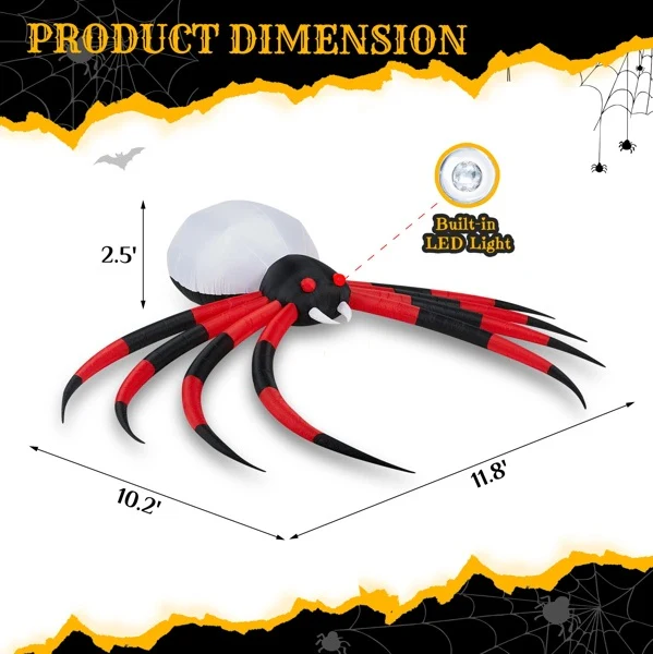 11.8ft Crawling Spider Halloween Inflatable - Image 10