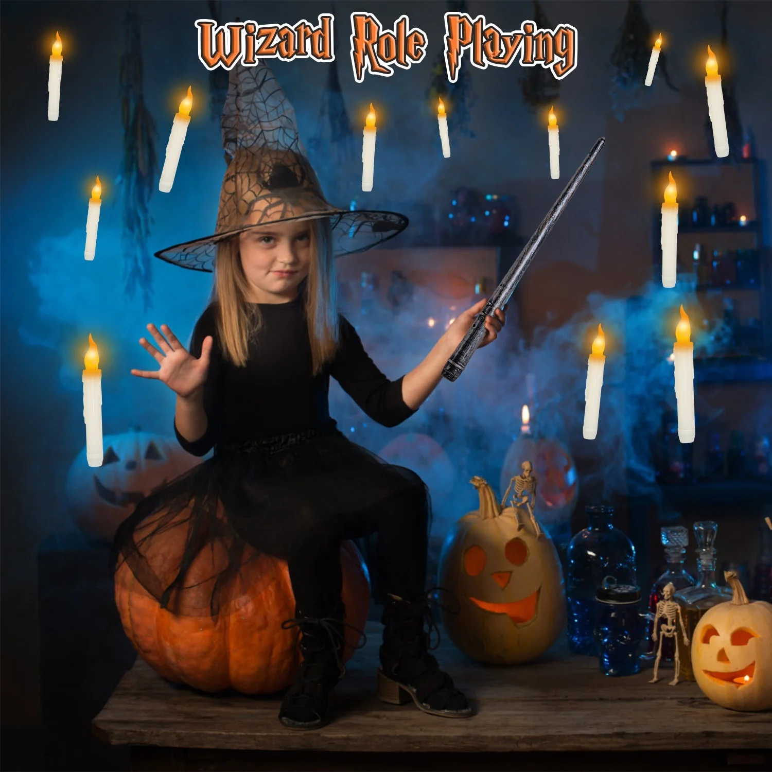 12-Piece Floating Candle Halloween Decor - Image 4