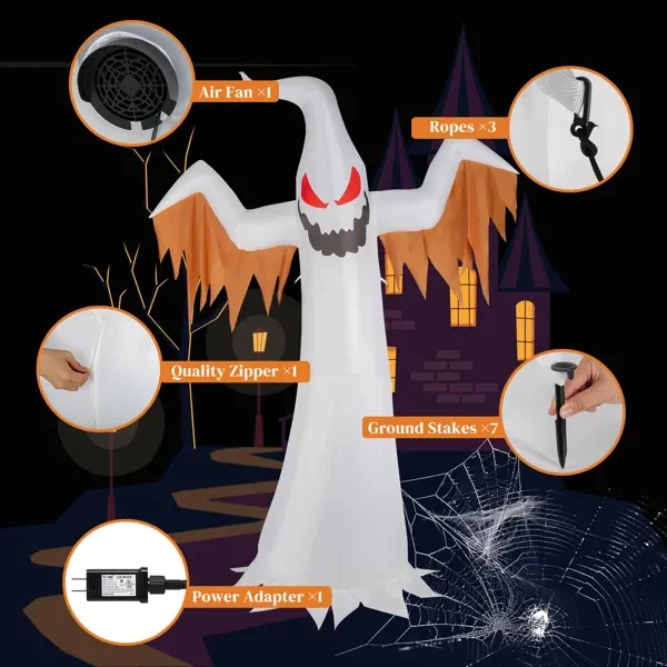 12ft Ghost Flames Red Eyes Halloween Inflatable - Image 5