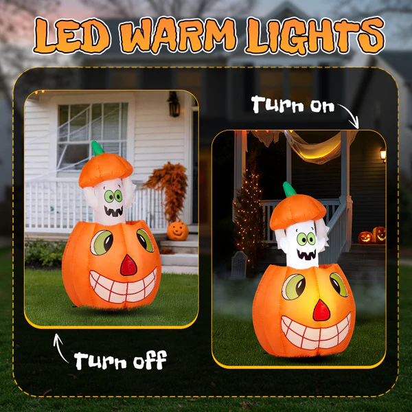 2.8ft Animated Pumpkin Ghost Inflatable - Image 8