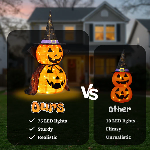 2-Pack 3ft Collapsible Pumpkin Halloween Decor - Image 3