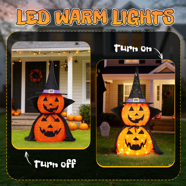 2-Pack 3ft Collapsible Pumpkin Halloween Decor - Image 4