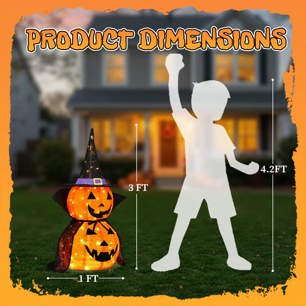2-Pack 3ft Collapsible Pumpkin Halloween Decor - Image 5