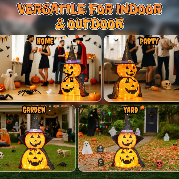 2-Pack 3ft Collapsible Pumpkin Halloween Decor - Image 8