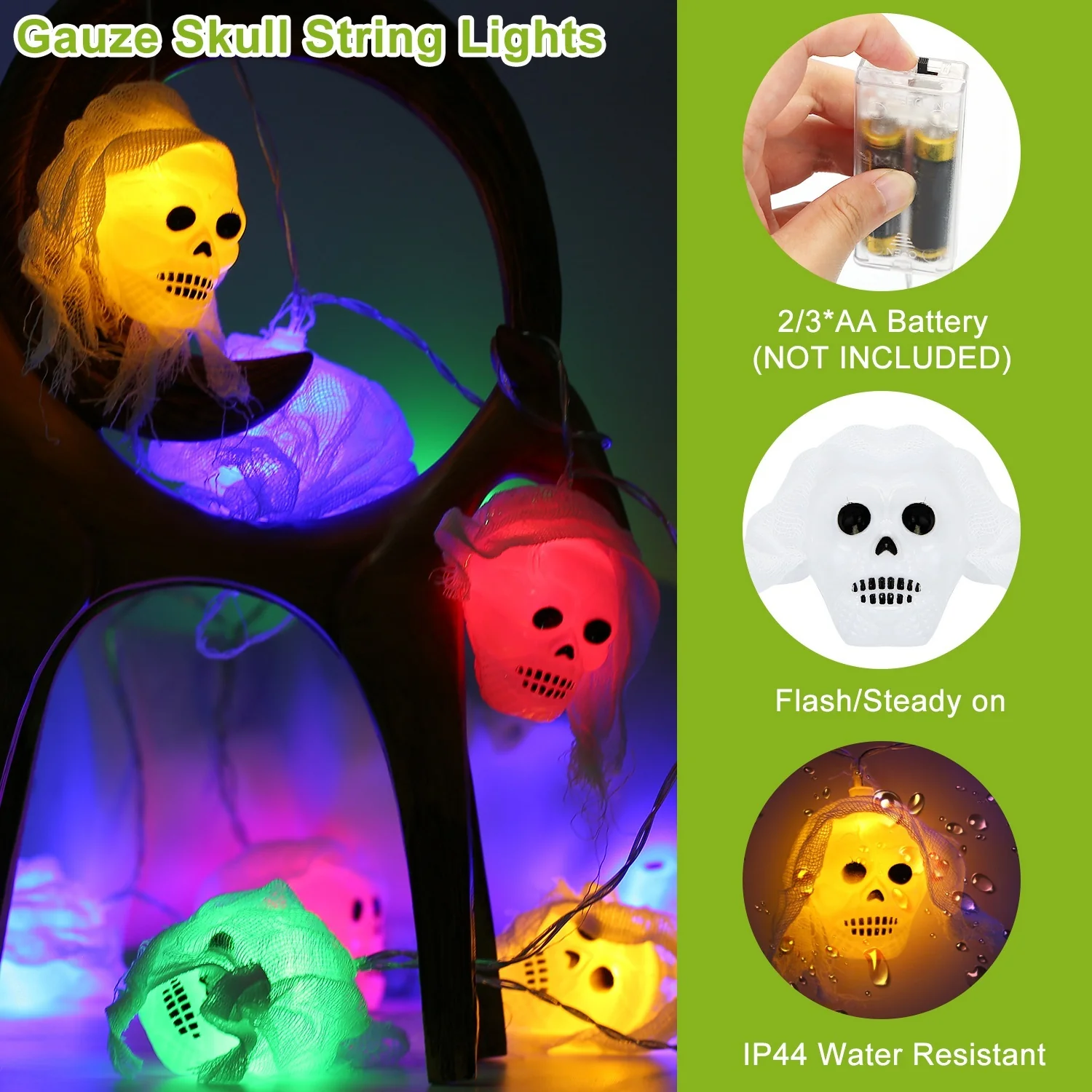 3-Pack Colorful Halloween String Lights 24ft - Image 5