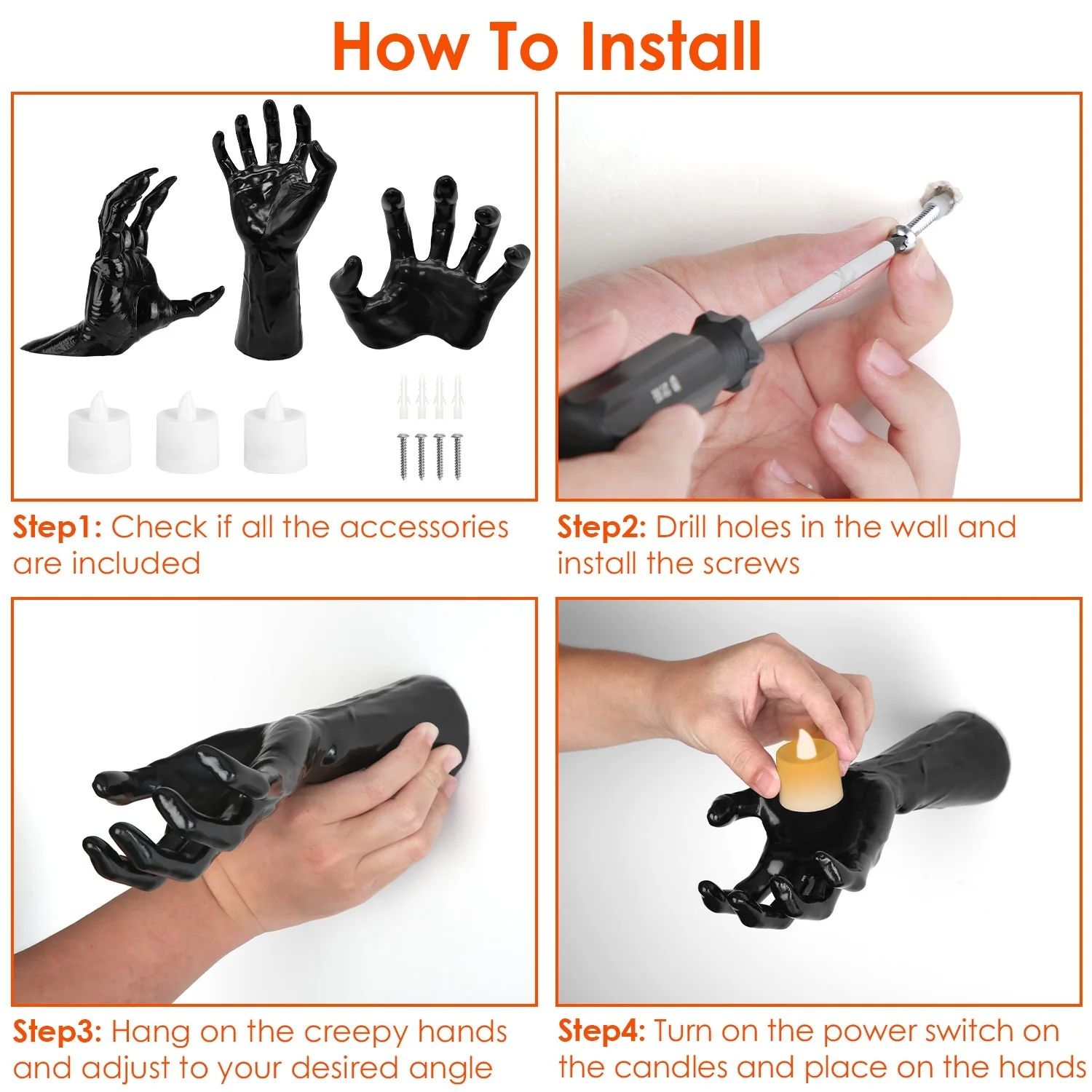 3-Piece Creepy Hands Halloween Wall Decor - Image 6
