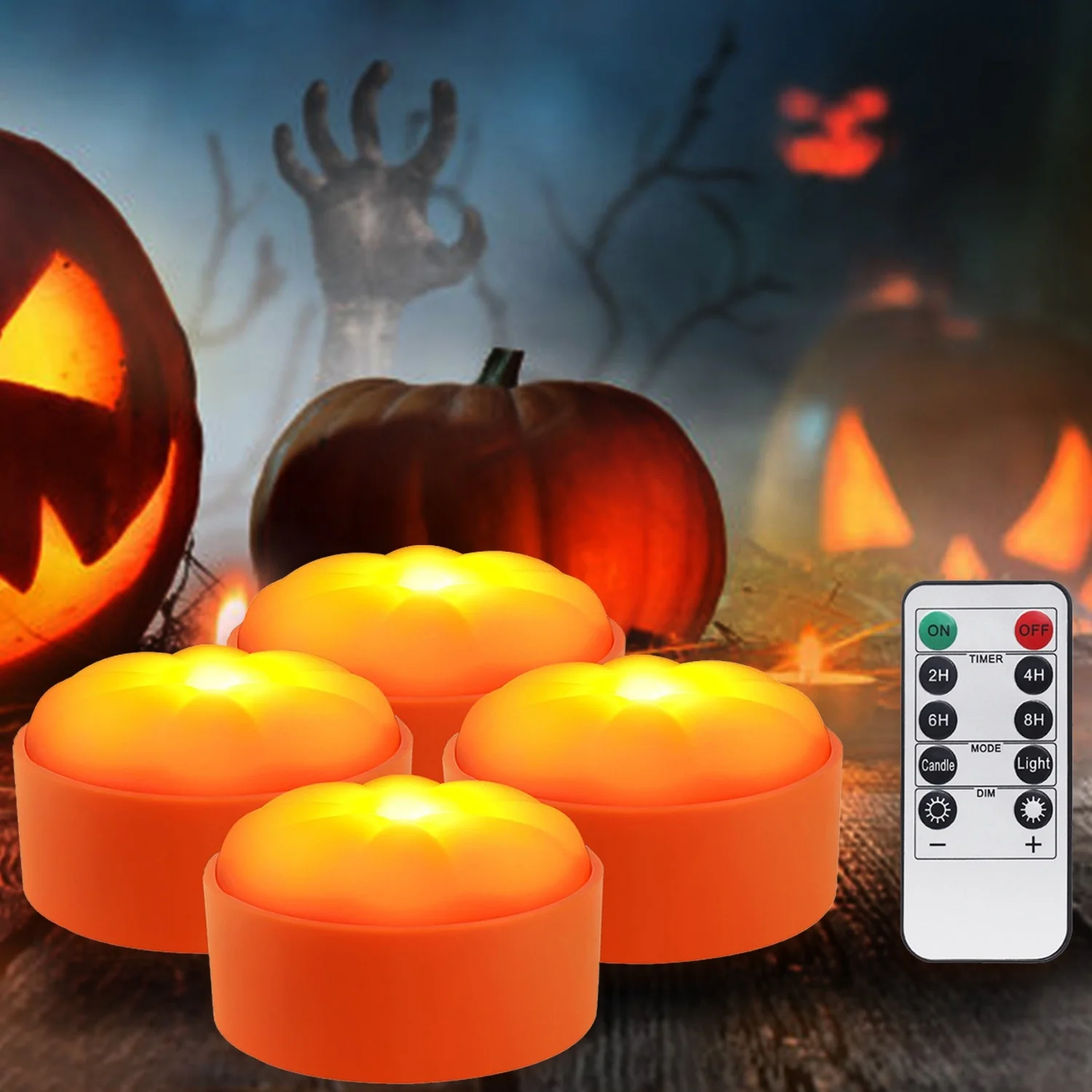 4-Pack LED Pumpkin Lights Halloween Decor