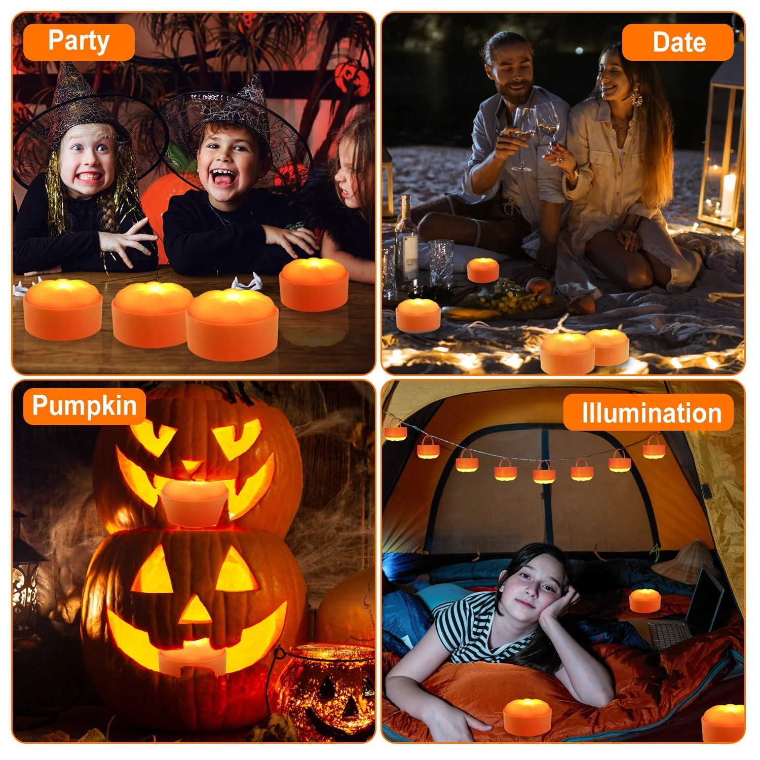 4-Pack LED Pumpkin Lights Halloween Decor - Image 5
