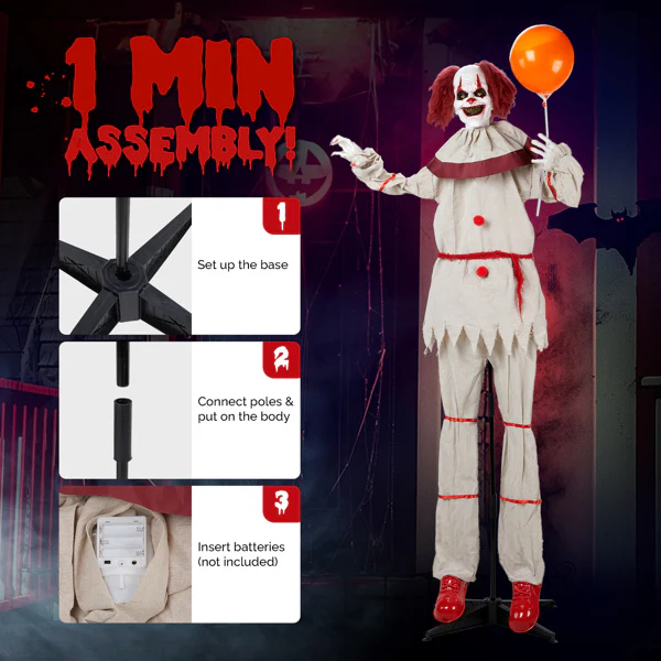 5.7ft Red Eye Vibration Clown Halloween Decor - Image 5