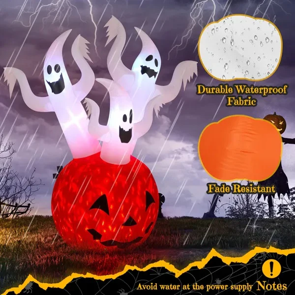 5.9ft Pumpkin Ghost Halloween Inflatable - Image 6