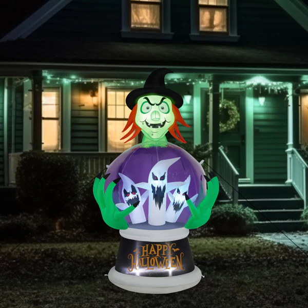 5.9ft Witch Crystal Ball Halloween Inflatable - Image 9
