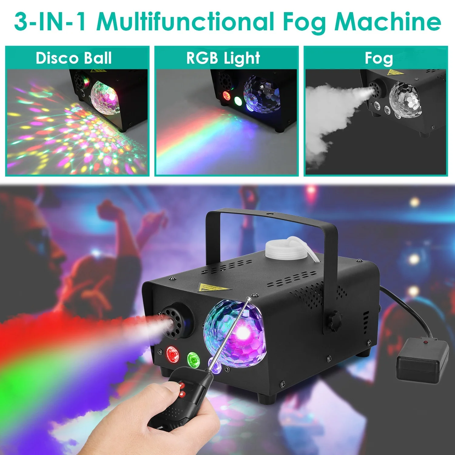 600W Fog Machine with Disco RGB Lights - Image 2