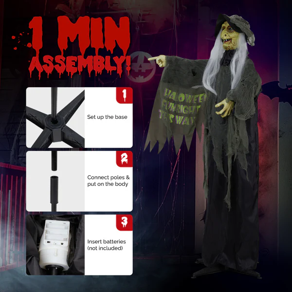 6ft Red Eye Vibration Witch Halloween Decor - Image 7