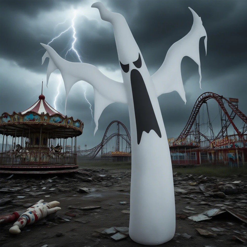 6ft White Ghost Halloween Inflatable Decor - Image 11