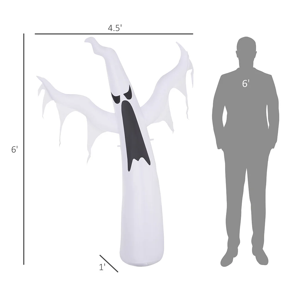 6ft White Ghost Halloween Inflatable Decor - Image 3