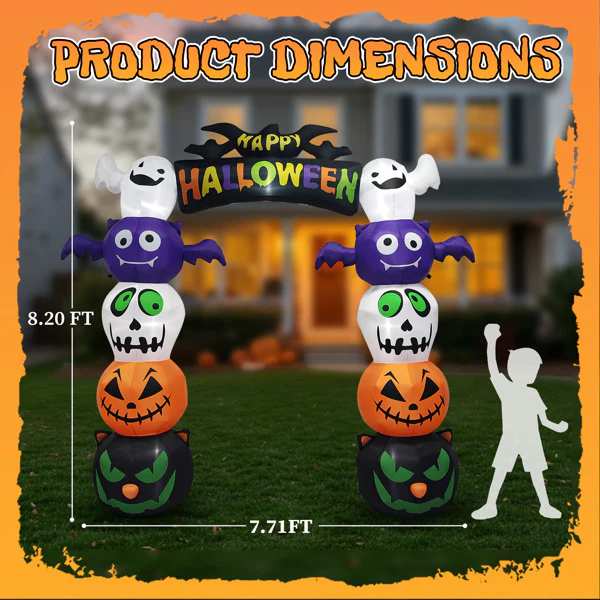 8.2ft Stacking Pumpkin Arch Halloween Inflatable - Image 5