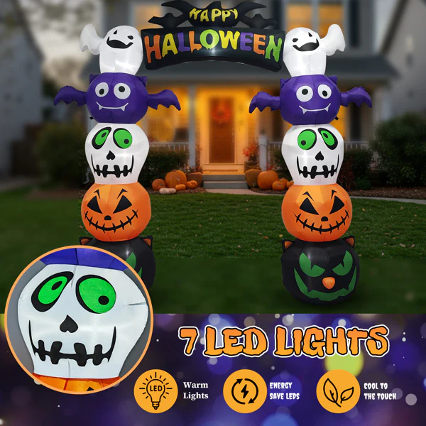 8.2ft Stacking Pumpkin Arch Halloween Inflatable - Image 6