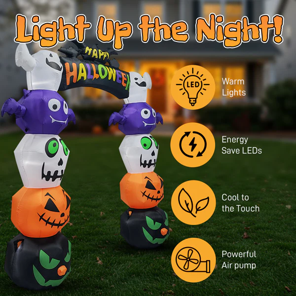8.2ft Stacking Pumpkin Arch Halloween Inflatable - Image 7