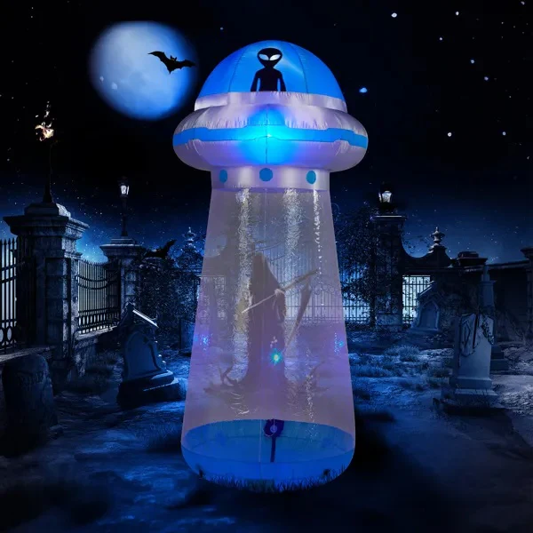 8.8ft UFO Halloween Inflatable with LED Lights - Image 9