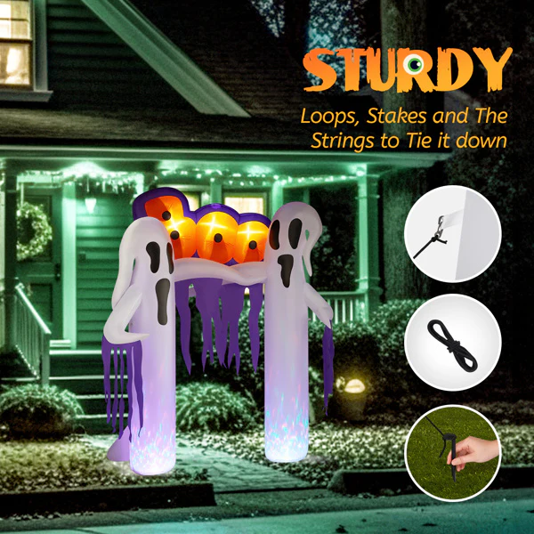 9.8ft White Ghost Arch Halloween Inflatable - Image 5